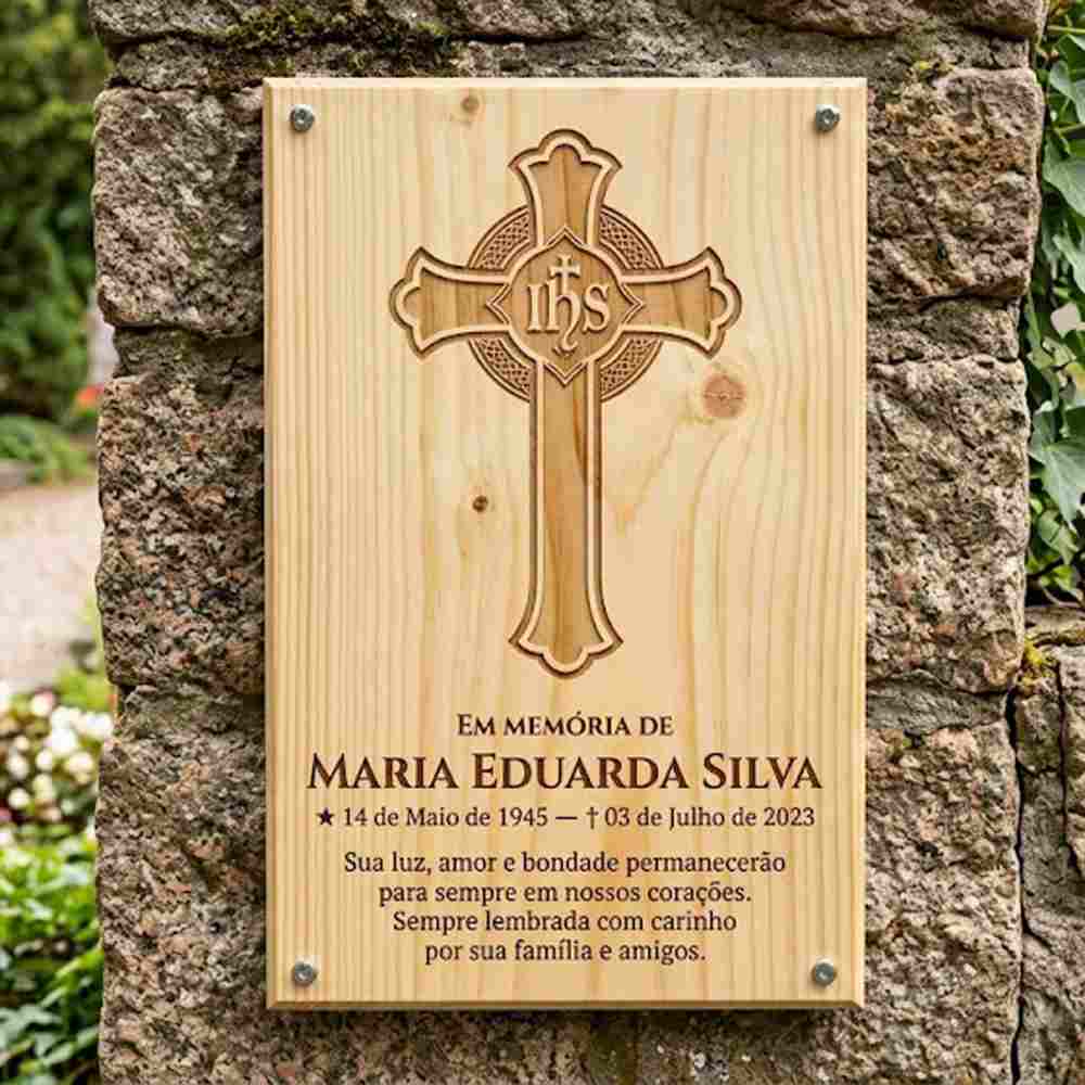 Placa de madeira para túmulo