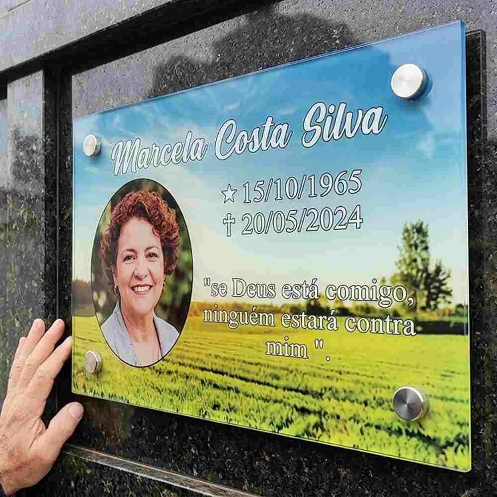Placa de vidro para túmulo